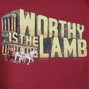 Vintage Hanes Worthy is the Lamb Christian Jesus‎ Maroon Shirt Men's M